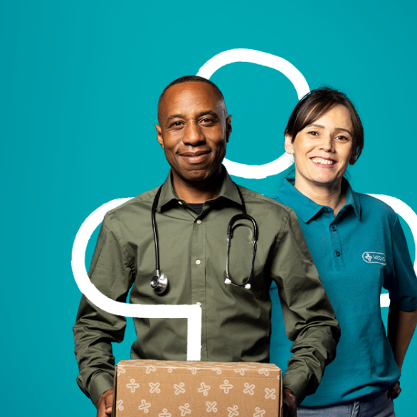 huisarts met levering in handen