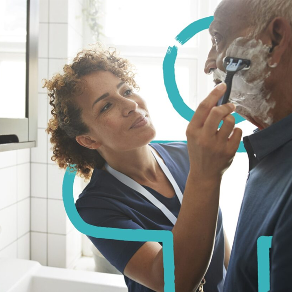 verpleegkundige scheert client